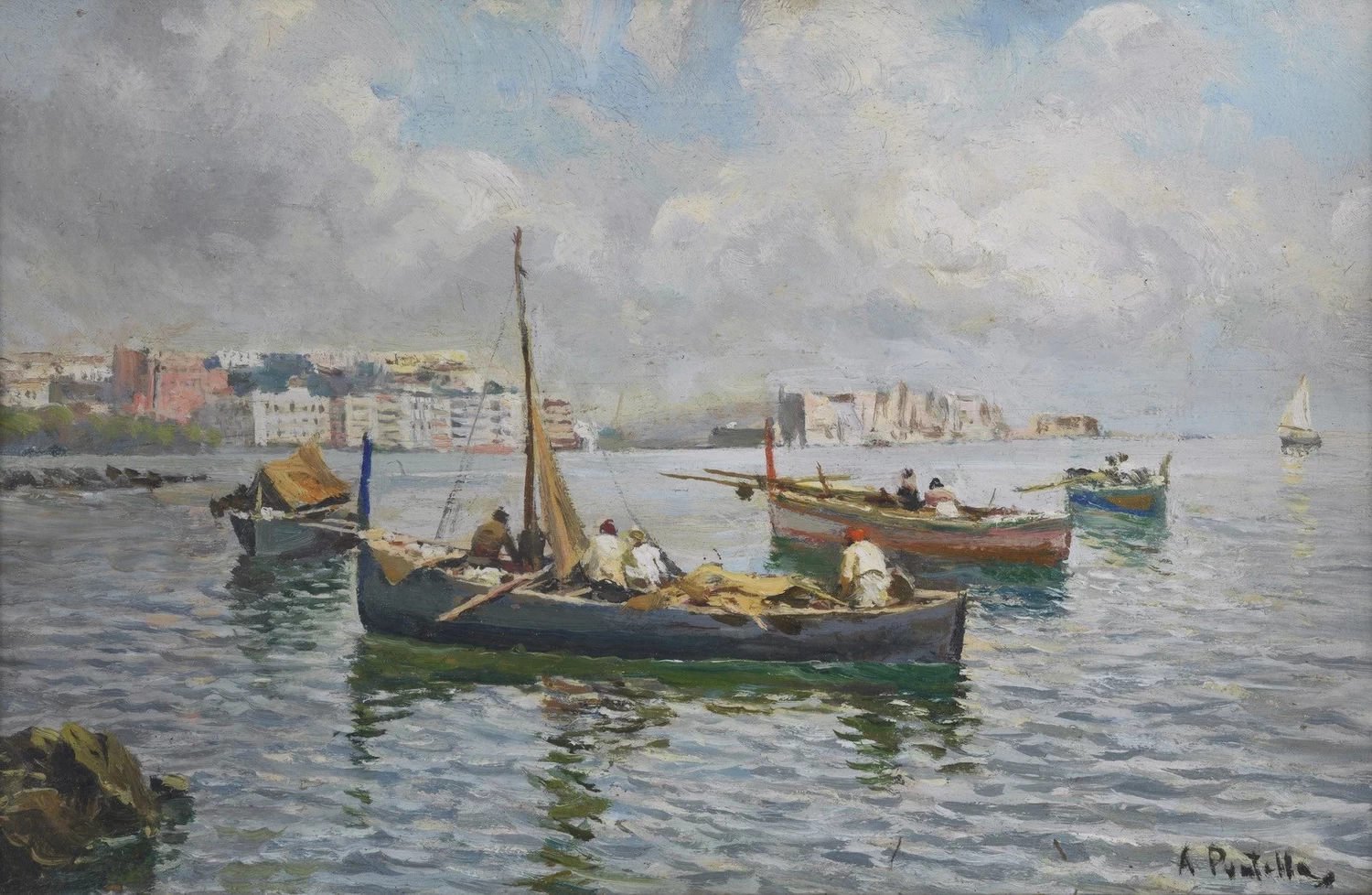  36-Paesaggio marino con barche 